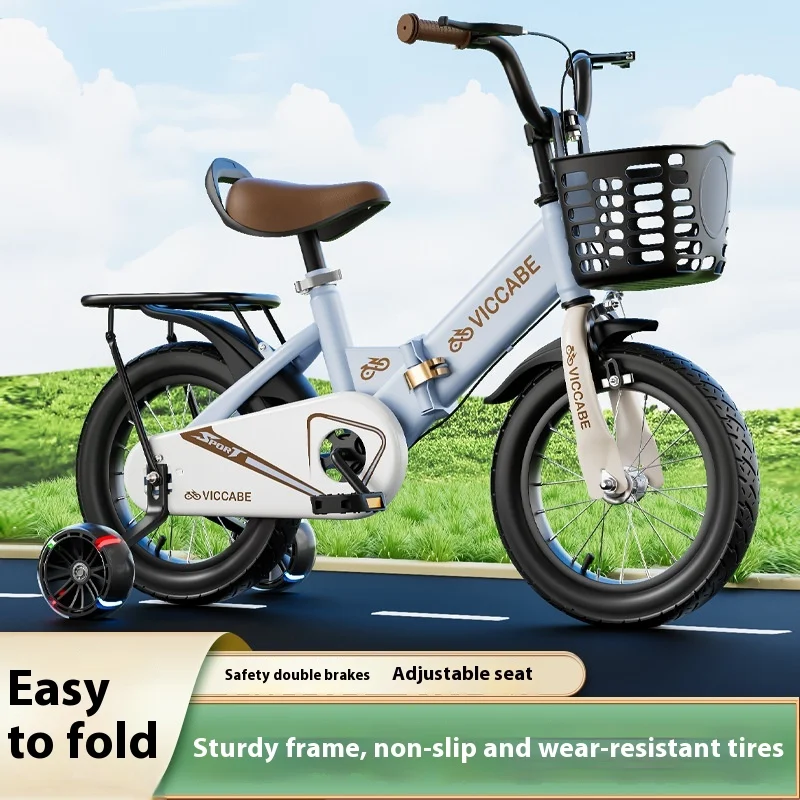 Vélo enfant 312 ans pliable VICCABE compact siège cuir synthétique panier design moderne facile à transporter