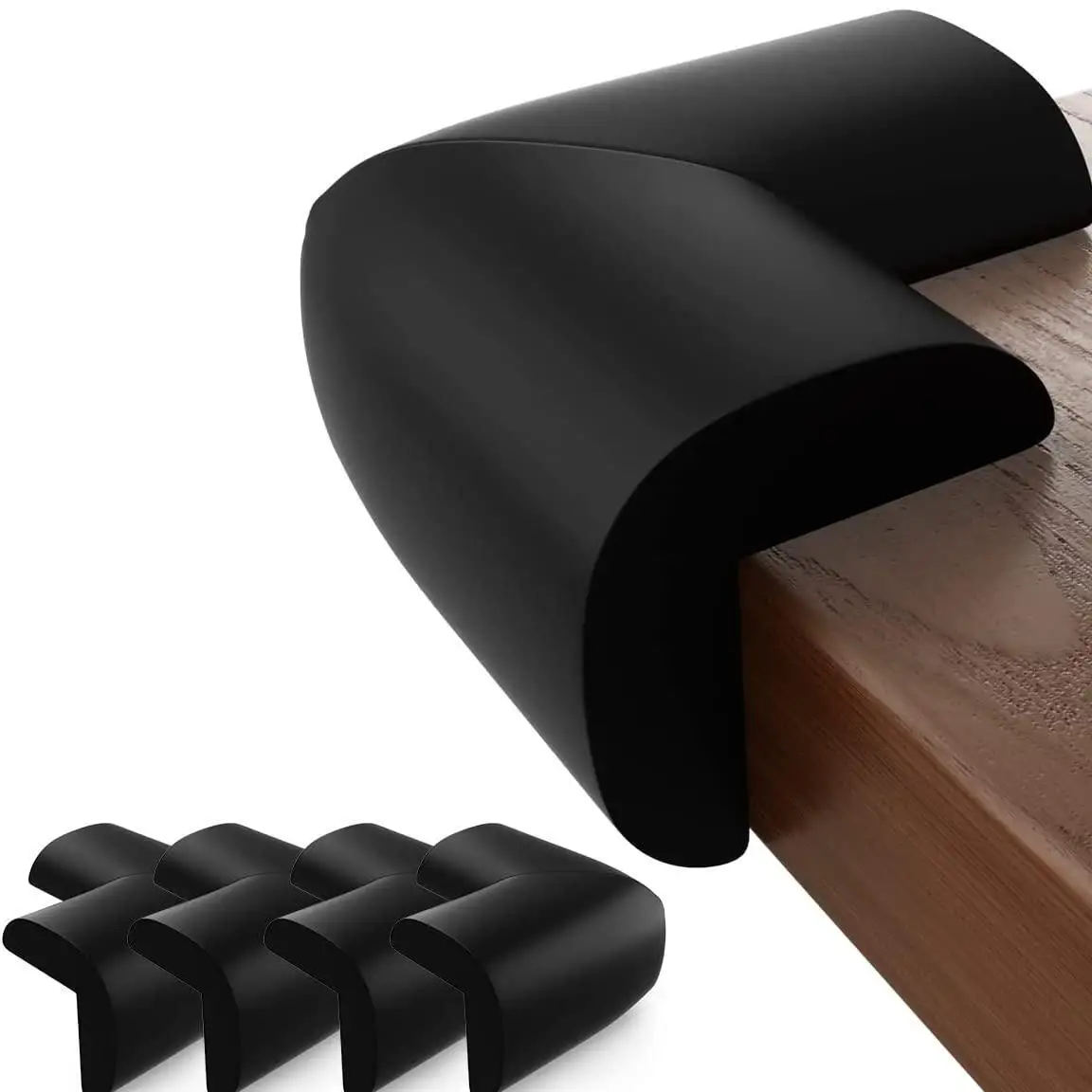 Protections d'angle souples silicone pour bébé 5 pièces sécurité meubles arrondis noirs installation facile pr