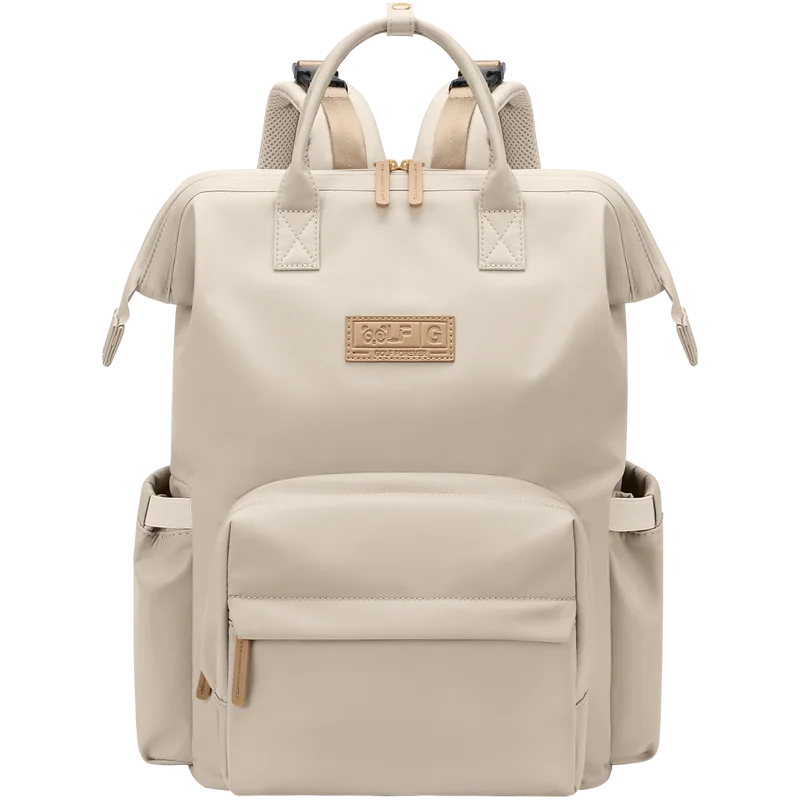 Sac à dos bébé grande capacité Golf Quality poches multiples doublure nylon style moderne beige élégant portag