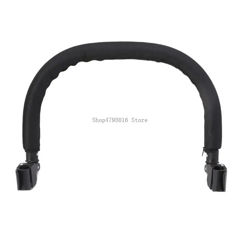 Barre de préhension pour poussette accoudoir ergonomique housse en tissu noir sécurité bébé design moderne fix