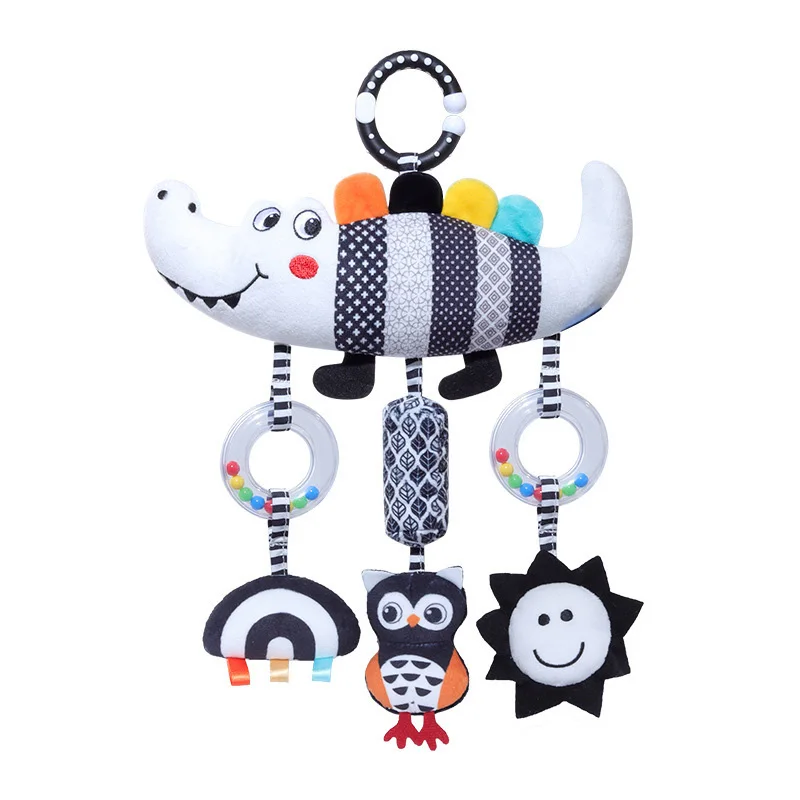 Mobile bébé éveil crocodile jouet suspendu poussette lit ange chouette soleil stimulateur sensoriel doux tissu