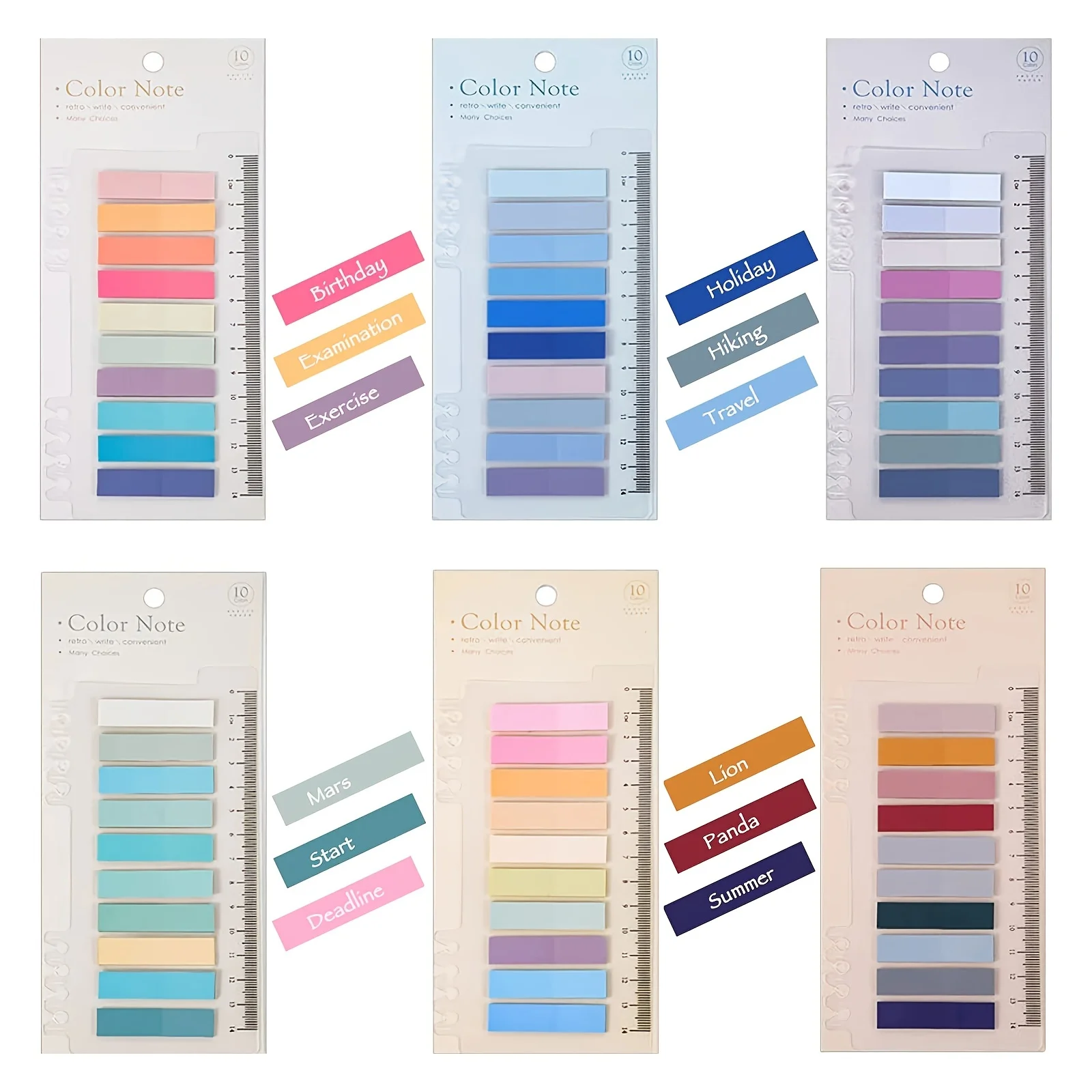 Ensemble de notes autocollantes en couleur avec règle 1200 feuilles 60 couleurs organisation pratique adhésif