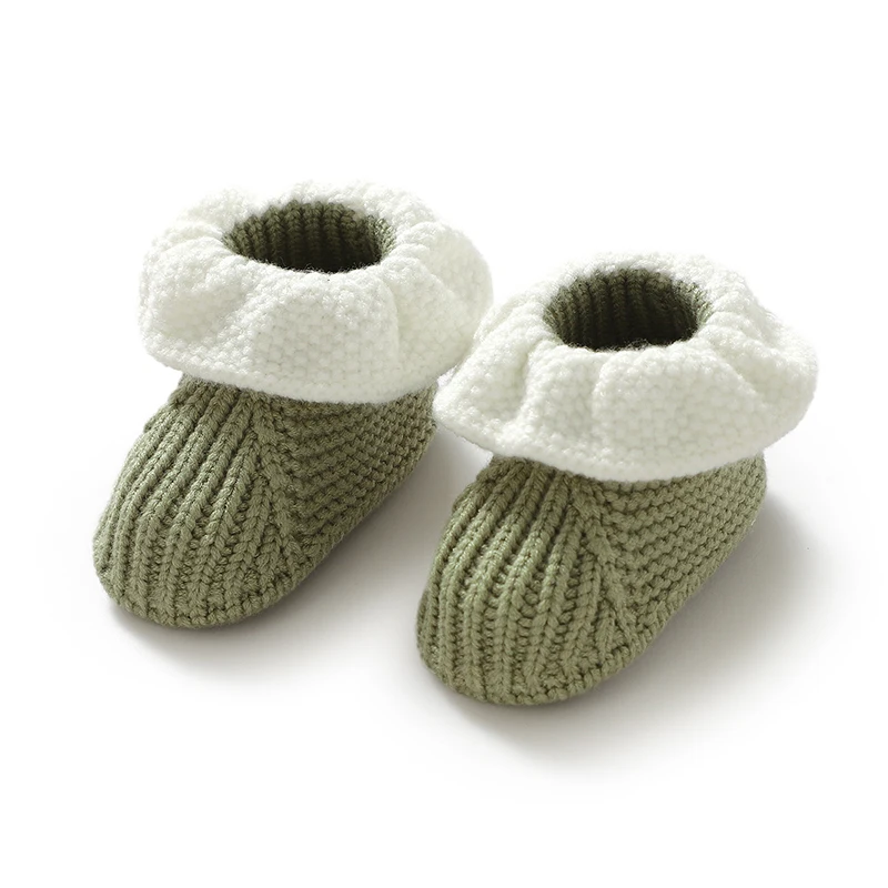 Chaussures tricotées pour nouveauné fille et garçon bottes à volants à la mode chaussures à enfiler pour enfan