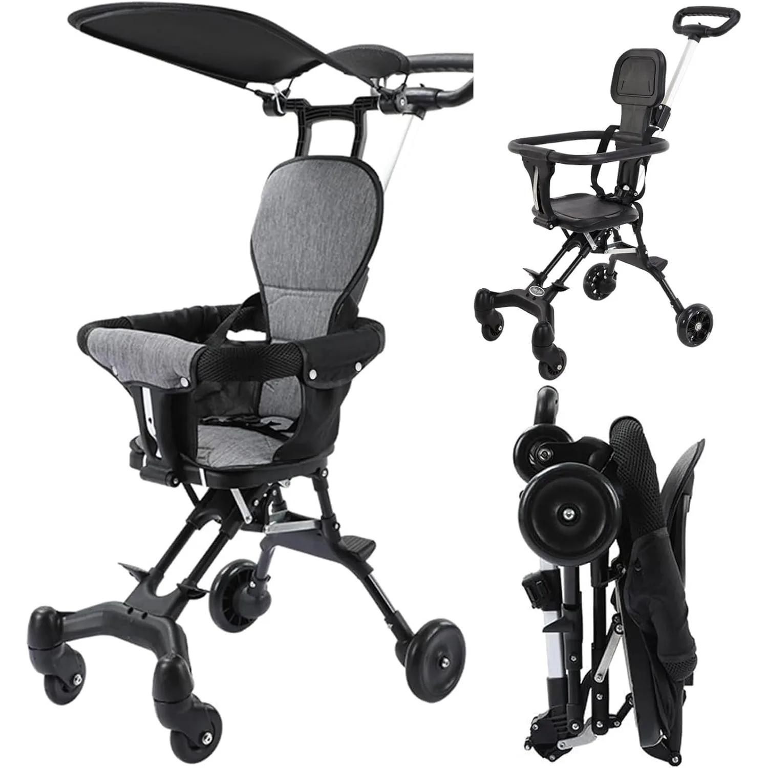 Poussette légère compacte pour bébé idéale pour le voyage siège réversible pliable à une main adaptée aux tout