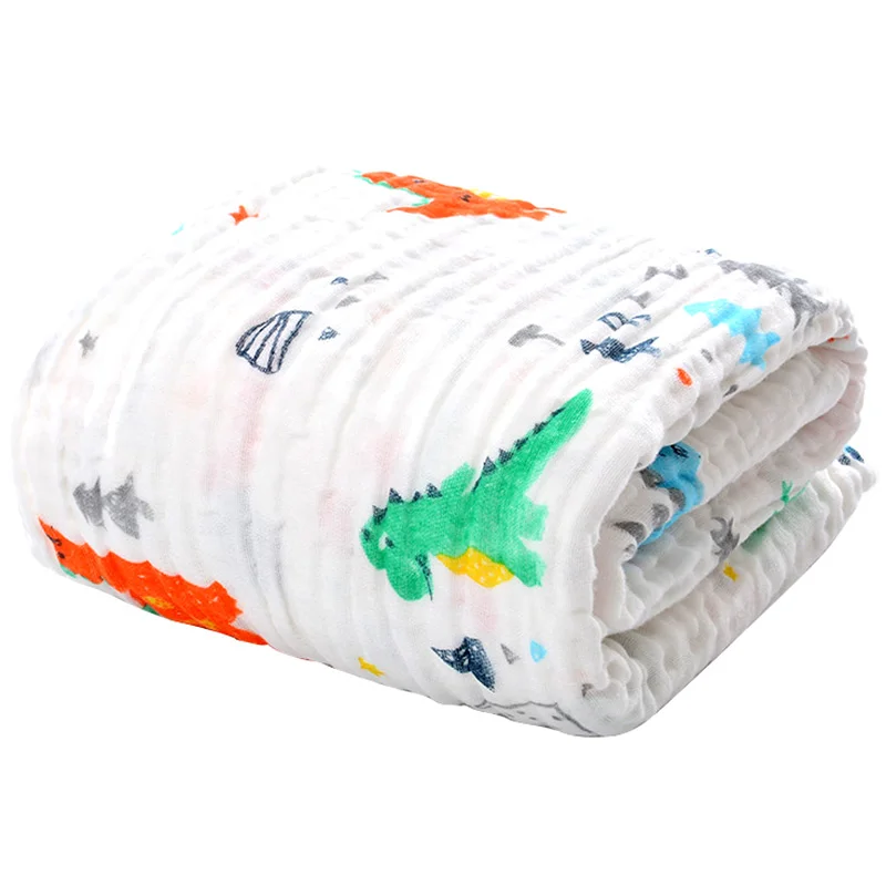 Serviette de bain en mousseline pour bébé peignoir en coton couverture en gaze motifs dinosaures doux et confo