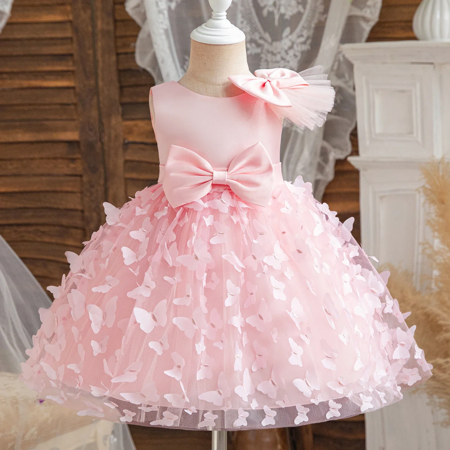 Robe princesse 3D papillon pour filles tenue soirée baptême mariage anniversaire 36 ans style romantique éléga