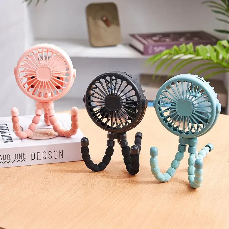 Poussette bébé multifonctionnelle portable batterie lithium USB rechargeable mini ventilateur octopus design c