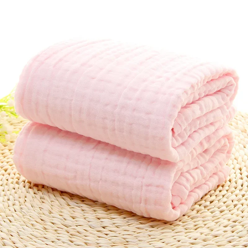 Serviette de Bain en Coton Muslin pour Bébé 105x105cm Douce Léger Rose Clair Usage Polyvalent Maternité Access