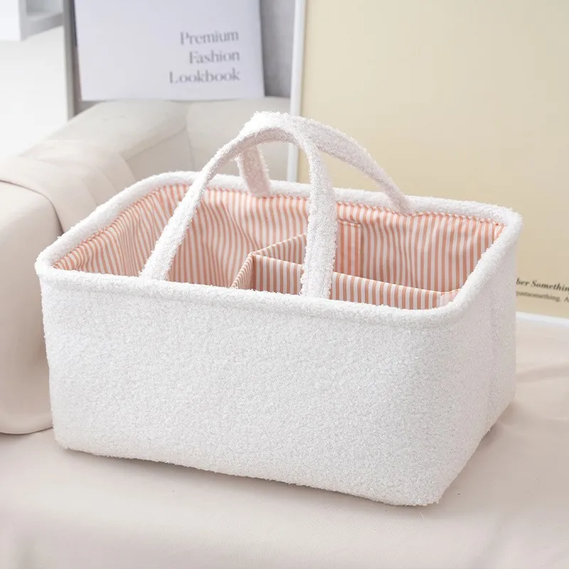 Sac de voyage bébé portable panier organisateur multifonctionnel doux tissu coton polyester texture douce poig