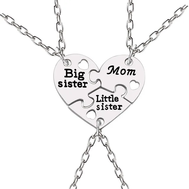 Collier mèrefille bijou cœur puzzle pendentif en métal argenté cadeau fête des mères filles tendance moderne