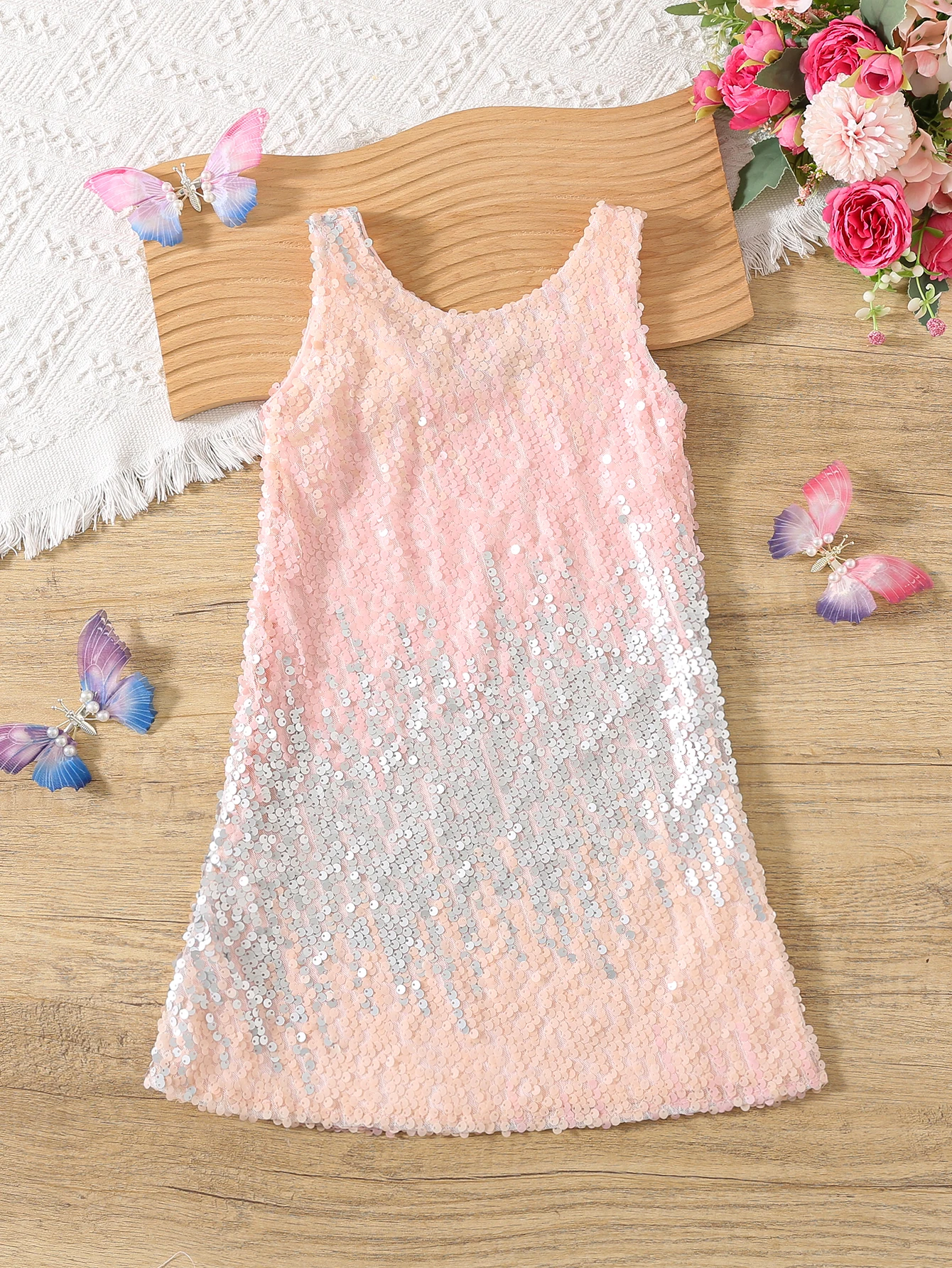 Robe de princesse européenne et américaine pour filles style pompadour paillettes graduelles fleurs 46 ans pol