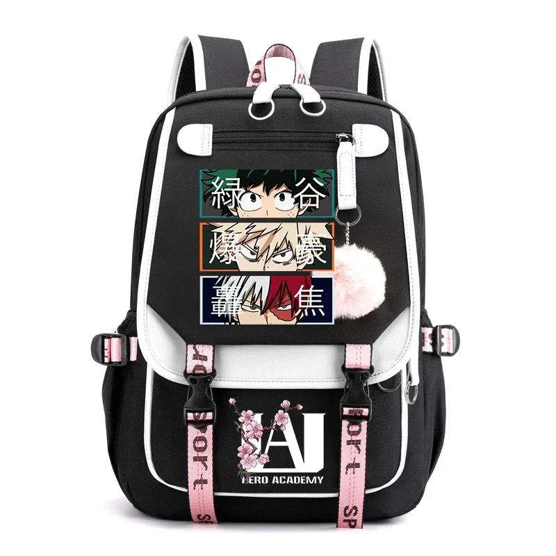Sac à dos anime académie des héros Todoroki Bakugou Deku école adolescents filles garçons sac à dos USB design