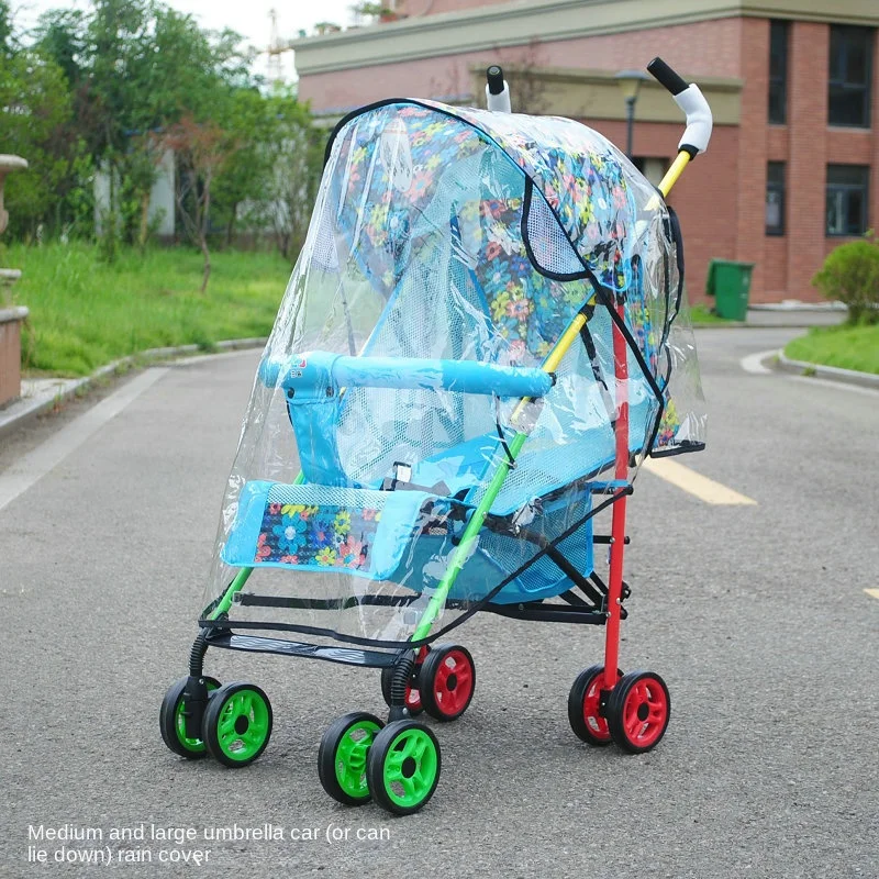 Poussette parapluie bébé protection antipluie transparente design moderne tissu polyester floral roues colorée