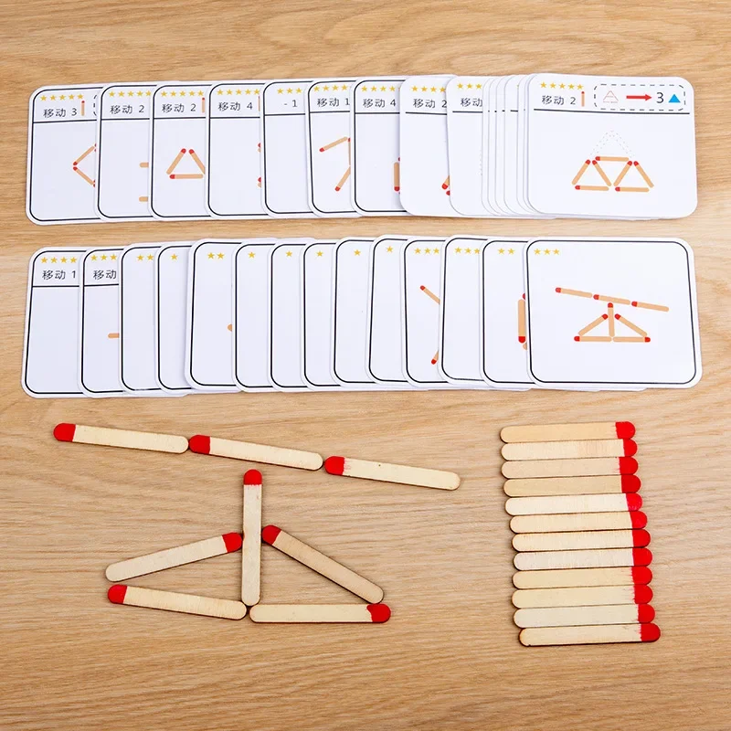 Jeu éducatif Montessori Matches Puzzle en bois pour enfants développement logique motricité fine maths géométr