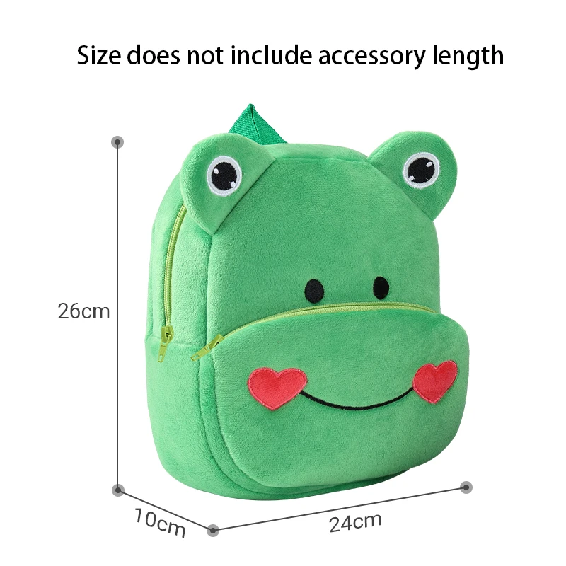 Sac à dos enfant grenouille souriante en tissu peluche école usage quotidien design ludique idéal pour enfants