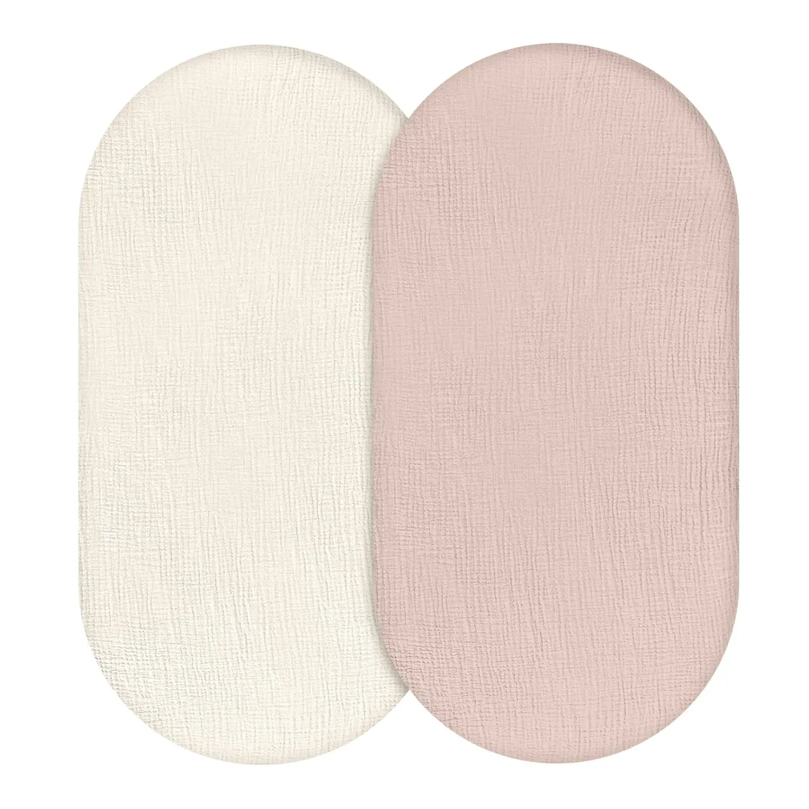 Ensemble deux pièces ovales en matériau naturel beige et rose pastel texture douce pour décoration intérieure