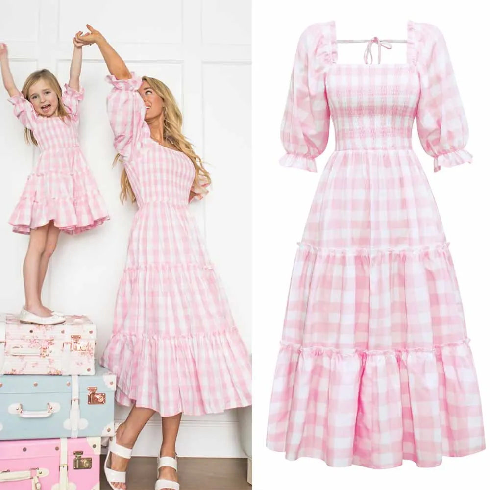 Tenues de famille assorties maman fille robes vêtements femmes filles coton printemps automne qualité douce co