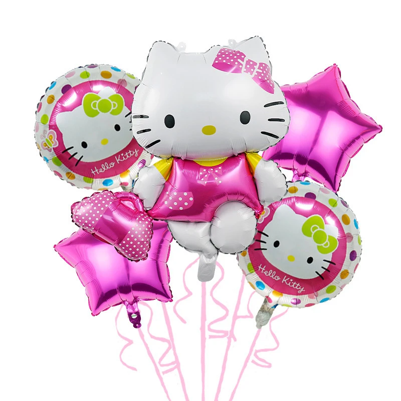 Ensemble de ballons en aluminium Hello Kitty rose étoiles cœur fête