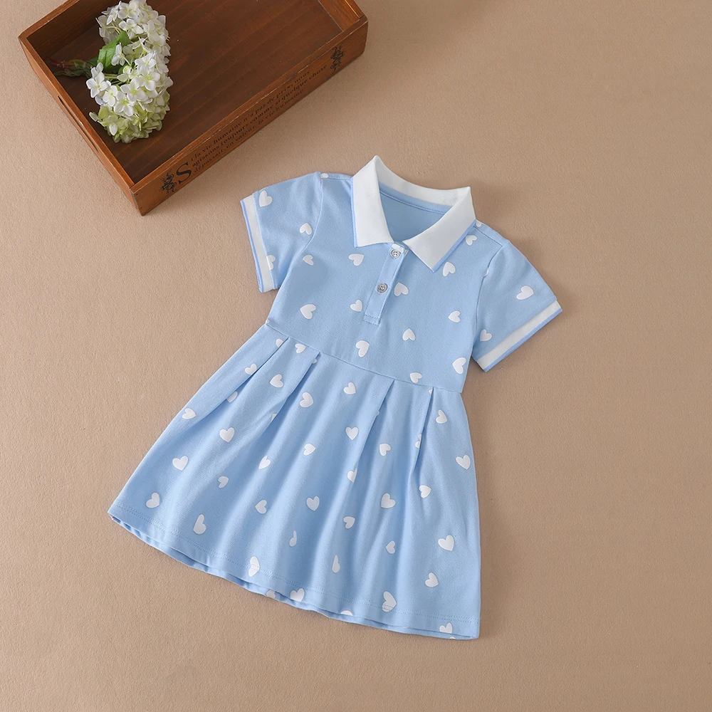Robe d'été pour filles style princesse à manches courtes 26 ans nouvelle collection 2025 bleu clair et motifs 