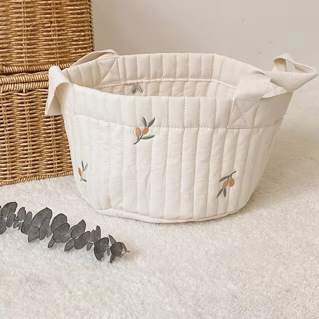 Sac de rangement bébé brodé ours sacs de jouets panier à couches caddie rangement bébé design moderne usage po