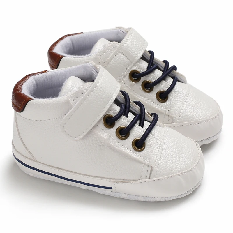 Baskets Montantes en Cuir PU pour Bébé Garçon Chaussures à Semelle