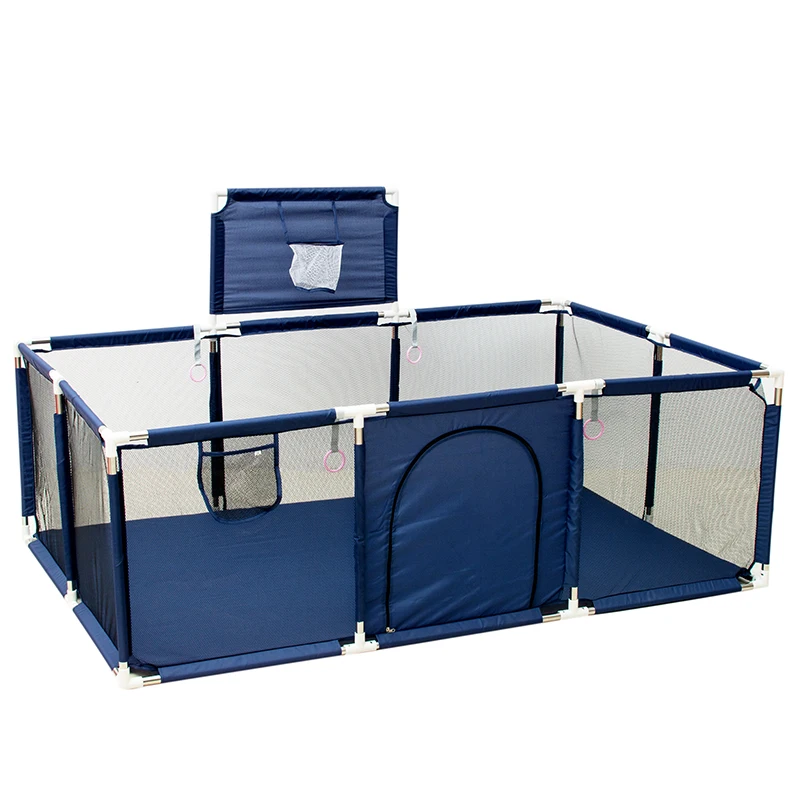 Aire de jeux bébé IMBABY clôture métal renforcée portes football et cerceaux basket sécurisé pour bébé et enfa