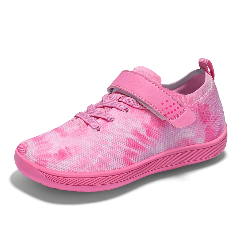 Chaussures enfants baskets minimalistes pieds nus maille artificielle couleurs tiedye confort sécurité usage q