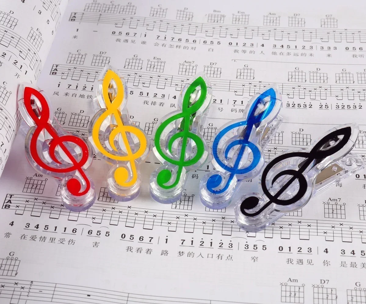Clips en forme de note de musique 5 couleurs vives pinces à papier créatives pour partitions dossiers musique 