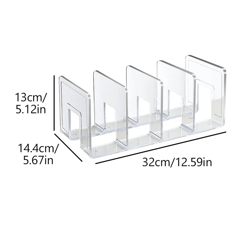 Porterevues transparent en acrylique 32cm x 14.4cm compartiments multiples organisation bureau design minimali