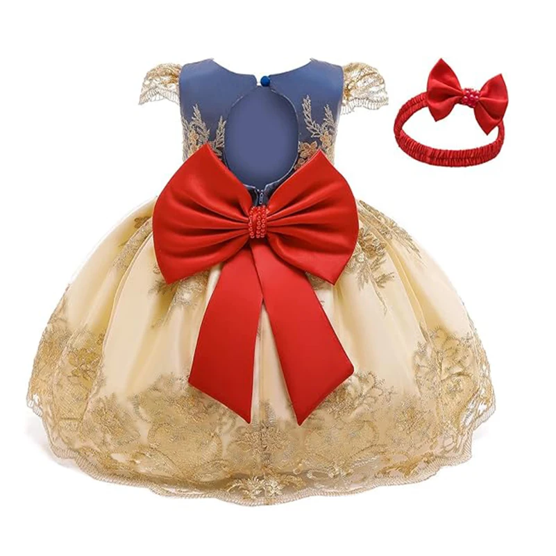 Robe princesse à fleurs pour bébés filles robe de fête d'anniversaire et mariage rose bleu jaune doré