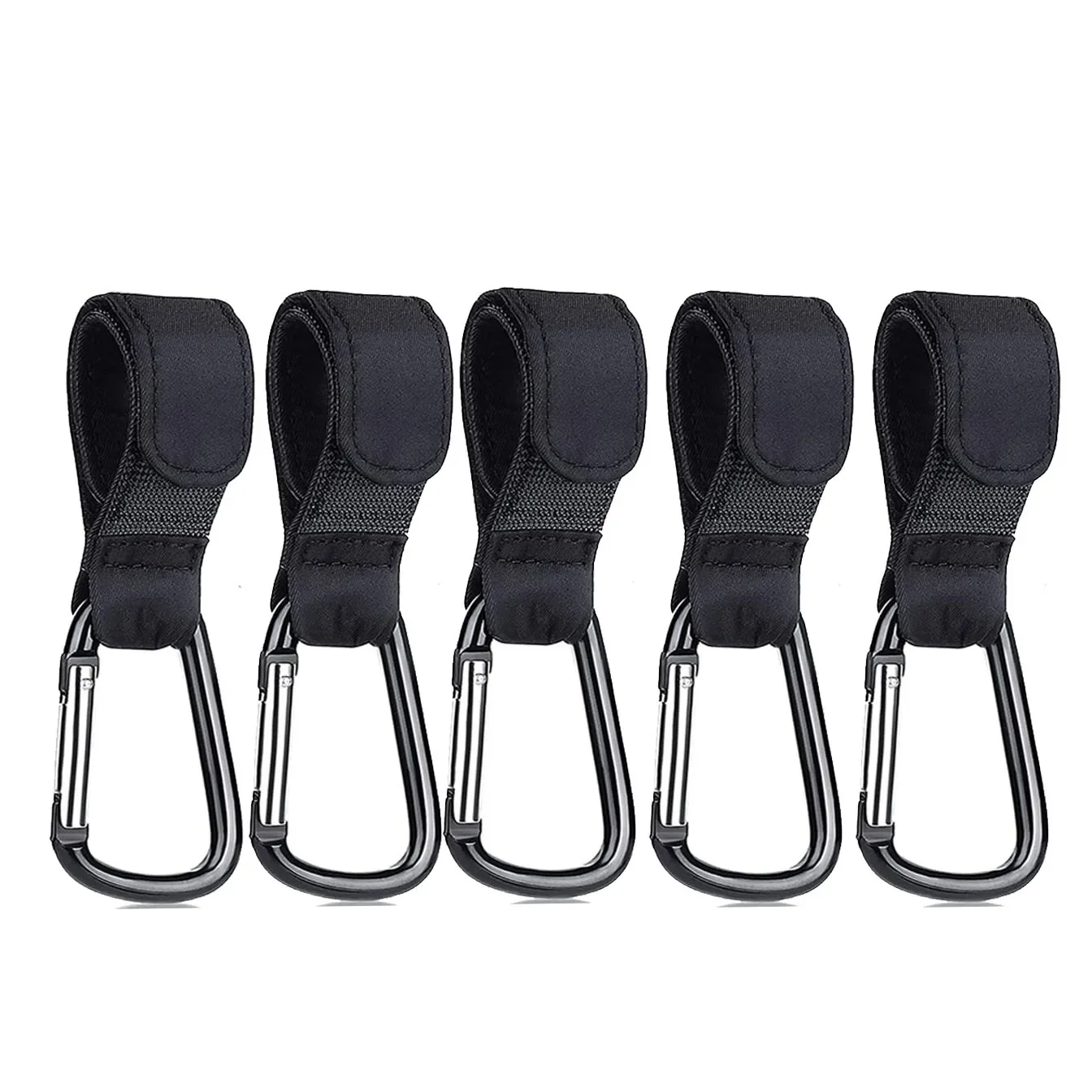 5 crochets poussette mousquetons aluminium nylon noir organizer sac à couches sac de change accessoire bébé po