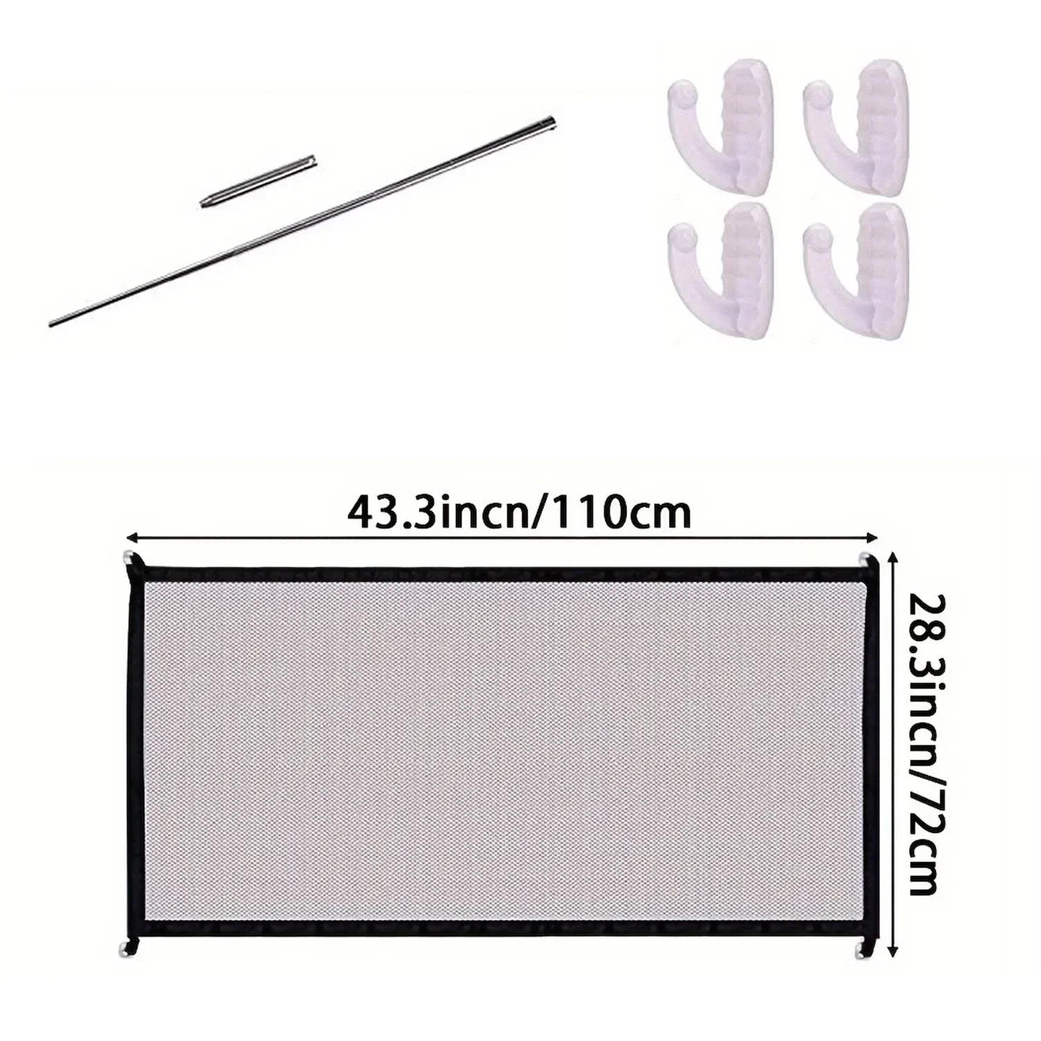 Barrière de Sécurité Portable Pliable pour Bébé Isolation pour Animaux 4 Crochets Maille Rétroductive 72x110cm