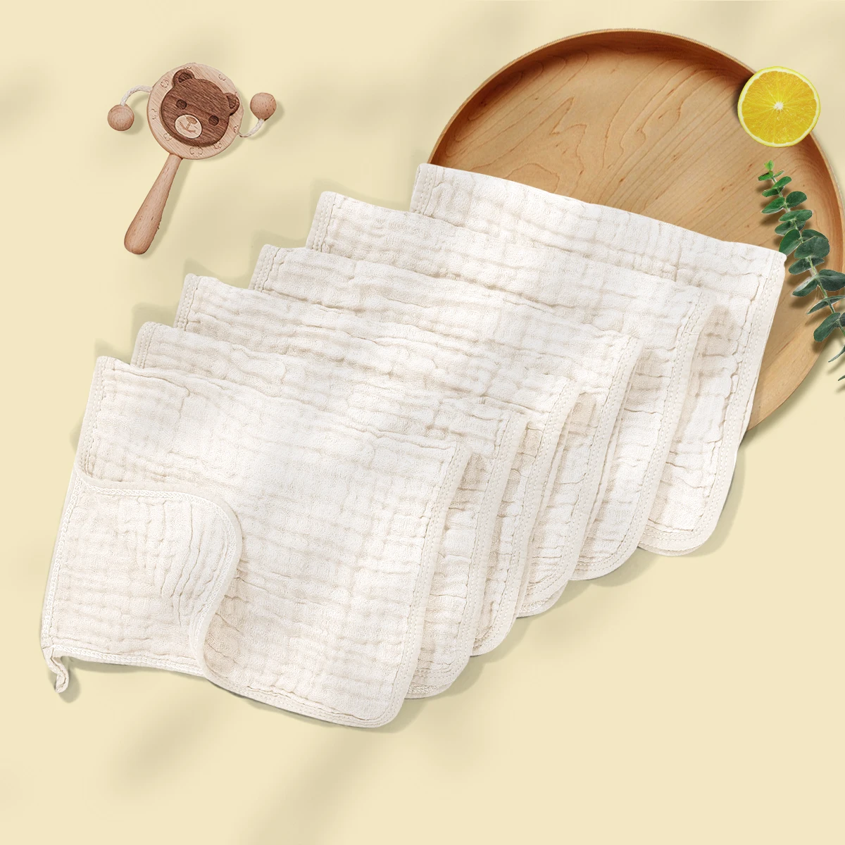 Serviettes bébé en coton 100% doux réutilisables 6 pièces coton