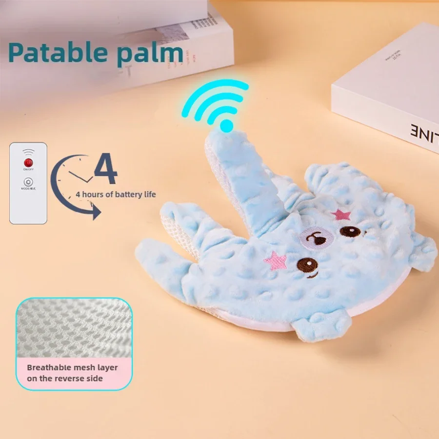 Gant bébé apaisant oreiller sommeil multifonctionnel doux tissu polyester coton bleu étoiles sourire enfants 1