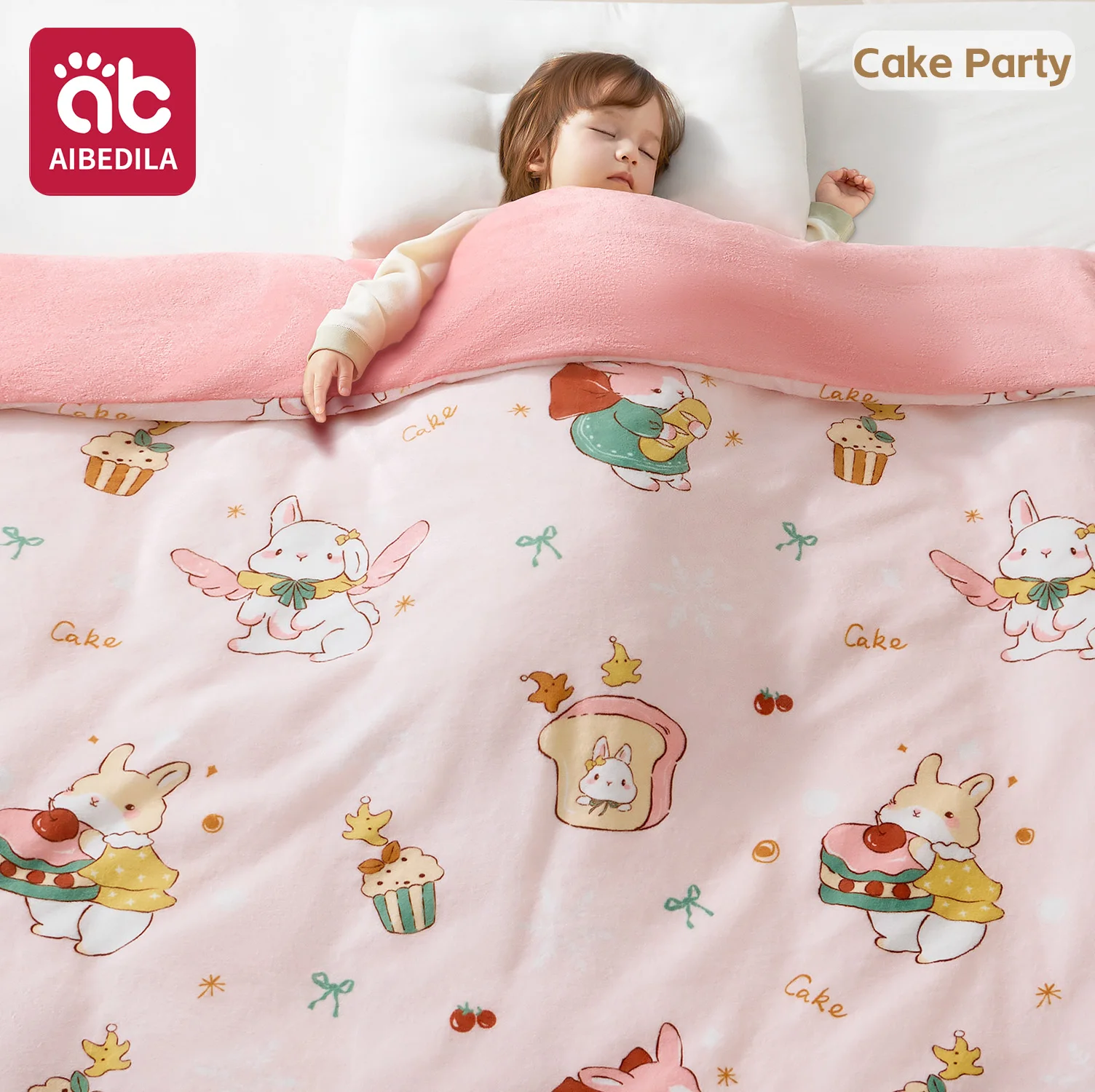 AIBEDILA couverture enfant housse de couette douce chaude motifs animaux gâteaux 150x200 cm