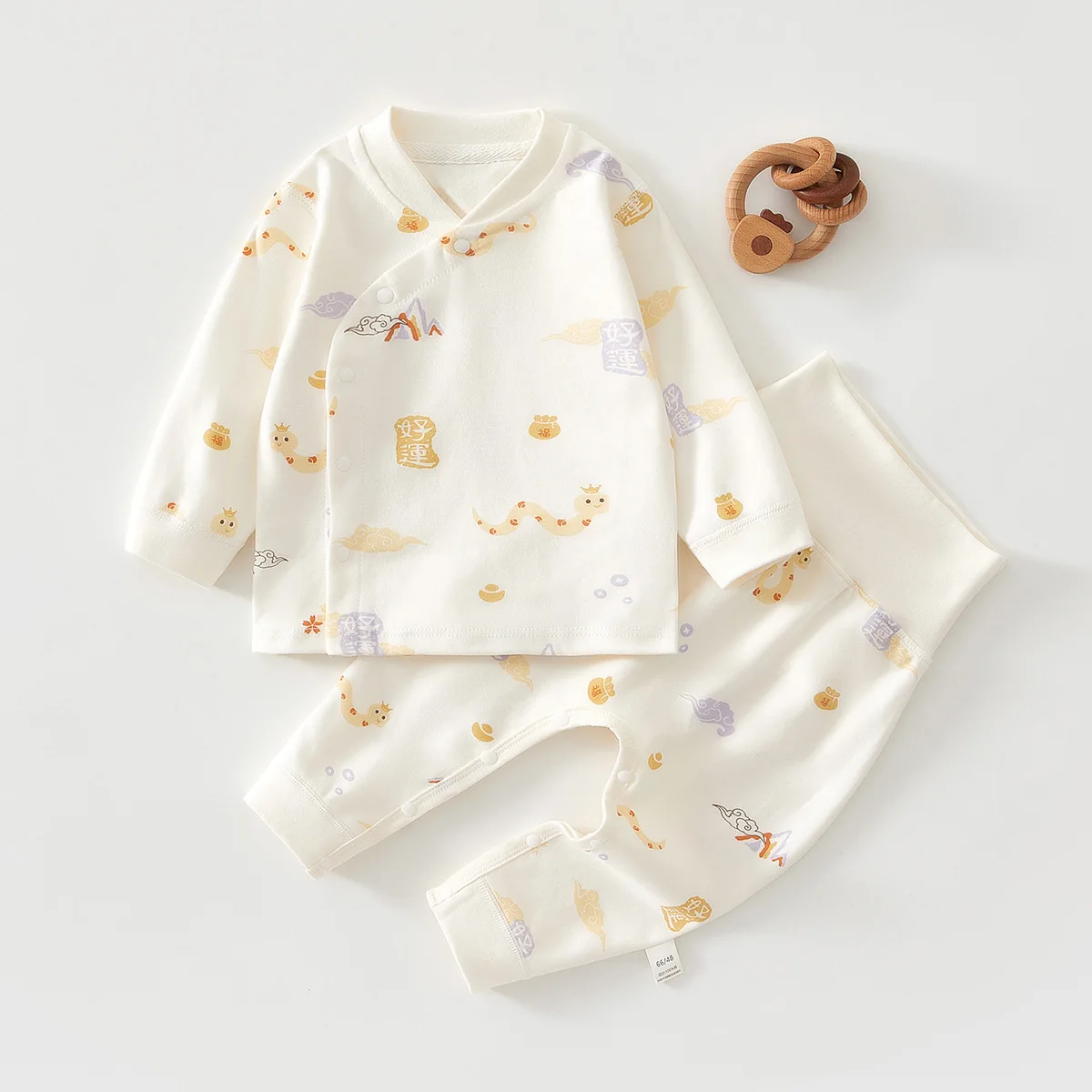 Ensemble de vêtements pour bébé coton doux motifs enfantins taille élastique 2 pièces nouveauné 01 an style mo