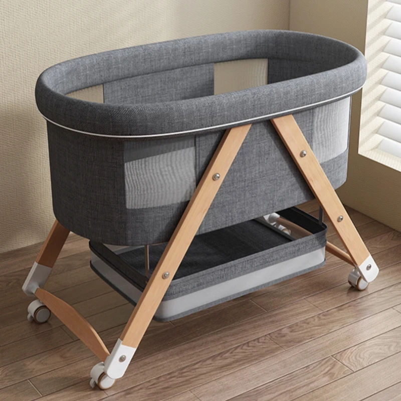 Berceau mobile en bois pour bébé couffin multifonctionnel lit flexible roulettes intégrées design moderne conf
