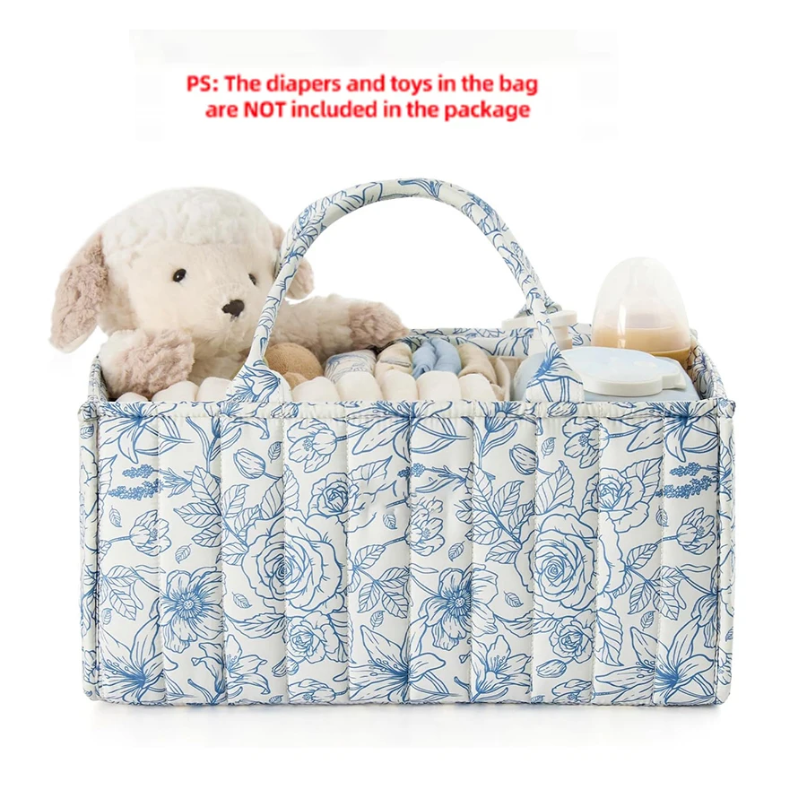 Organisateur de rangement pour bébé panier floral à poignées rangement doux et sécuritaire pour couches access