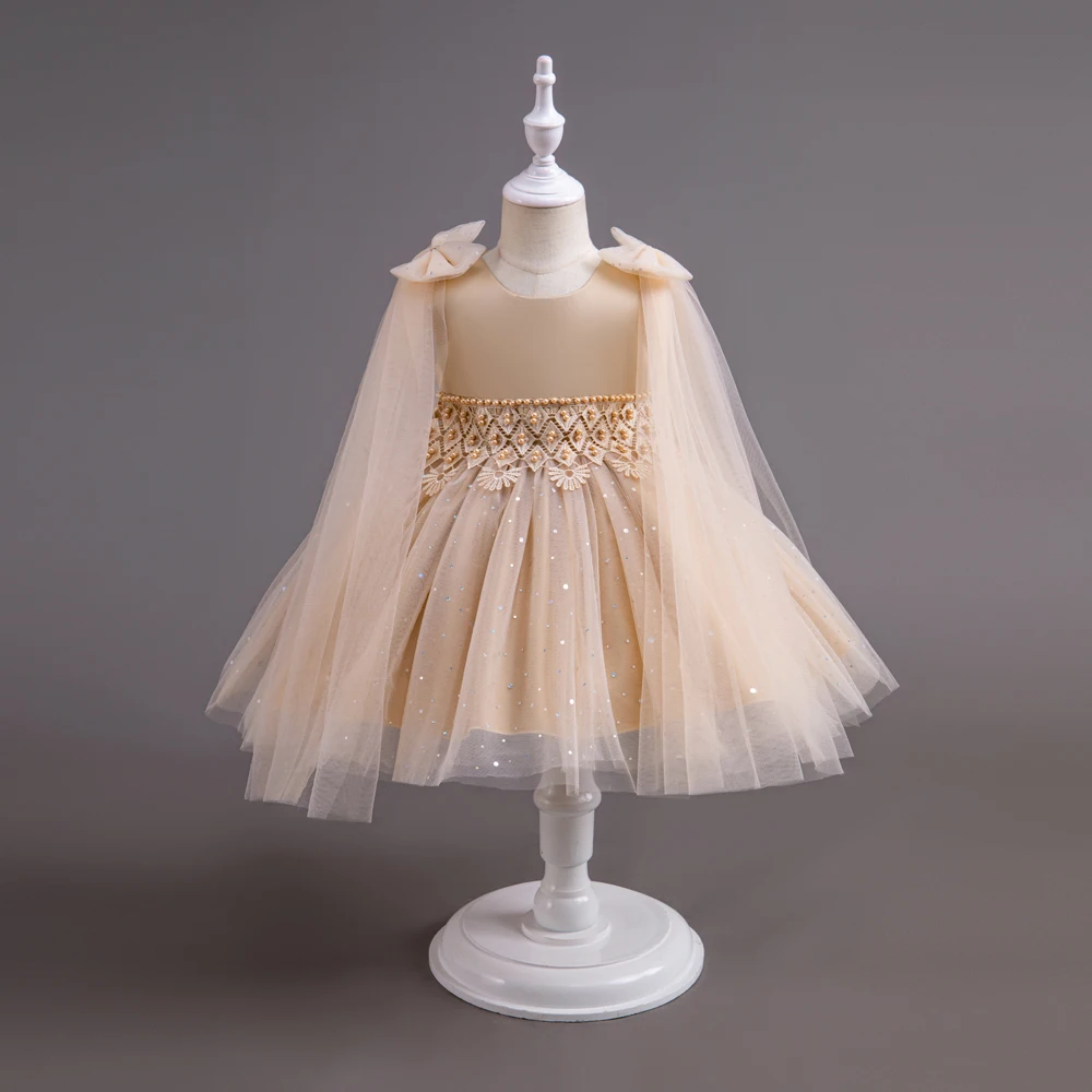 Robe de cérémonie en tulle pour filles princesse mariage baptême robe longue style romantique tissu léger acce