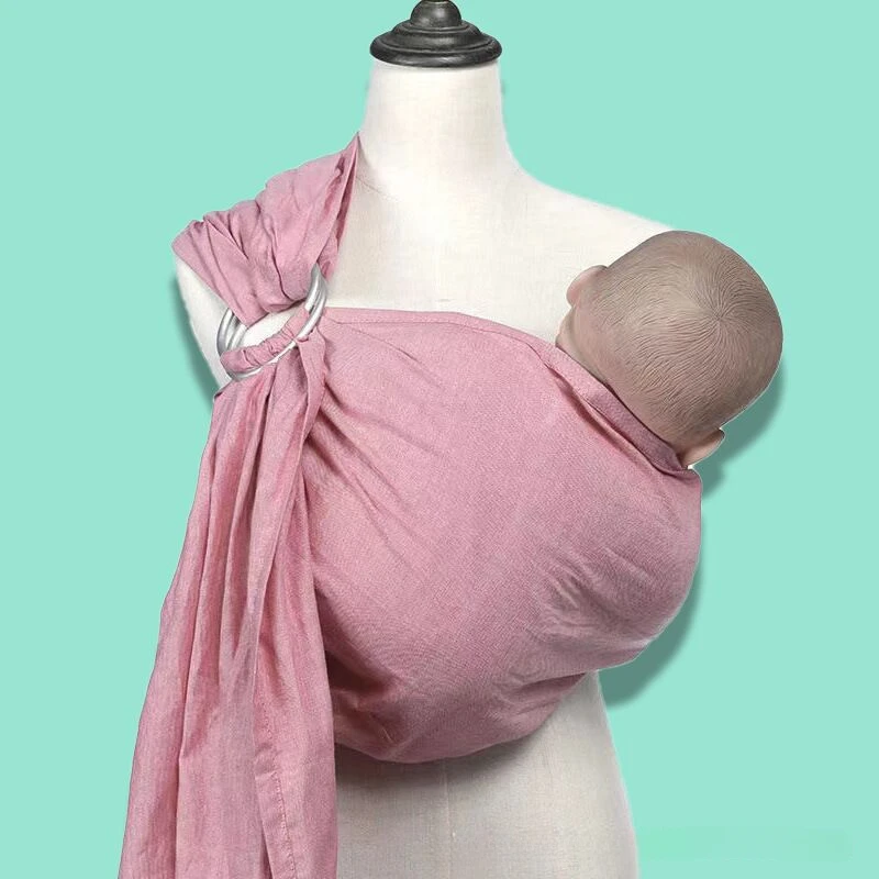 Écharpe portage bébé double anneau métallique coton lin 80% 20% bébé nouveauné 02 ans 66cmx180cm poussette acc