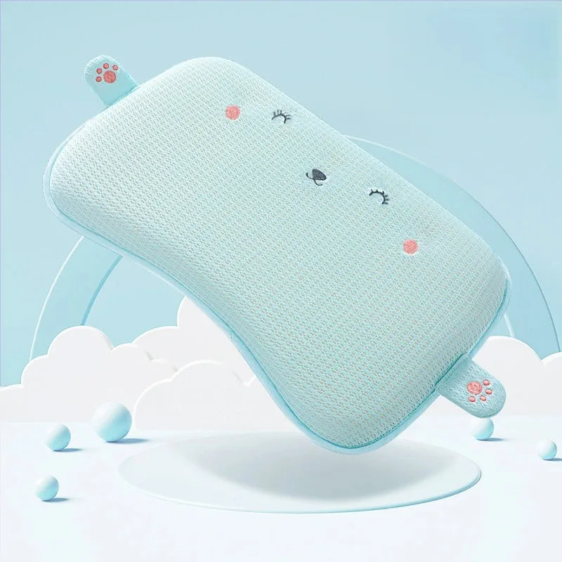 Oreiller bébé 03 ans protection cou respirant sueur absorbante Glacier Blue 40x25CM confortable hypoallergéniq