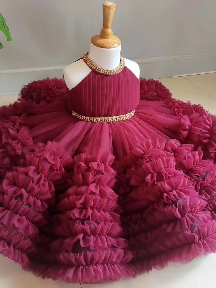 Robe d'été princesse pour fille style formel fleurs soft pink 01 ans soirée spectacle cadeau
