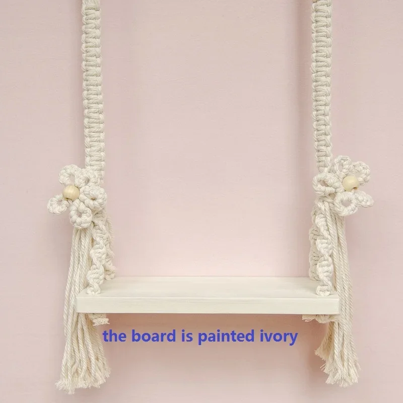 Étagère suspendue en bois pour bébé accessoire de décoration étagère photo style bohochic couleur ivoire desig