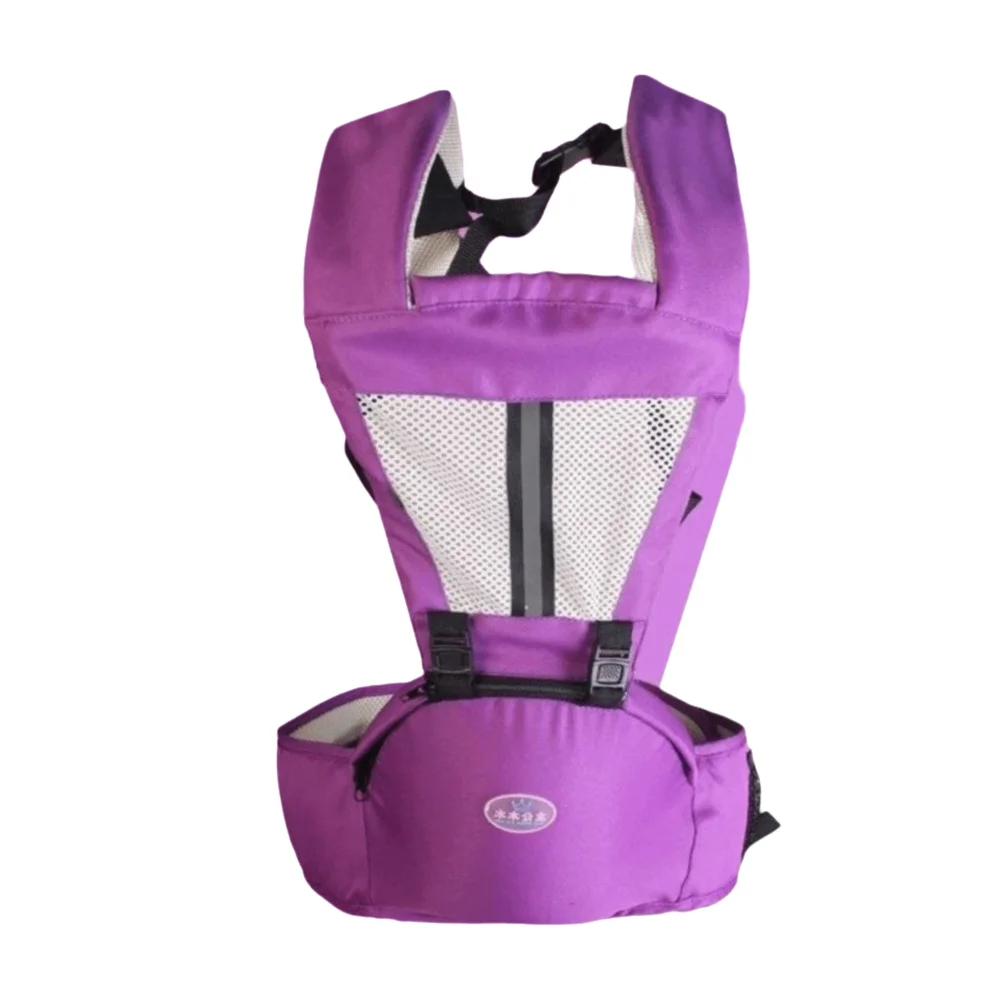 Portebébé ergonomique avant et dos tissu polyester mesh respirant bretelles ajustables couleur violet pour béb