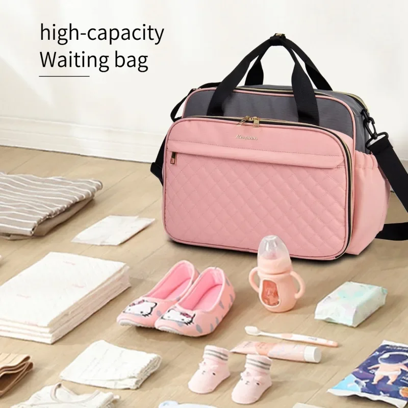 Sac de voyage multifonctionnel maman bébé Zhengwen rose gris grande capacité sac à langer étanche style modern