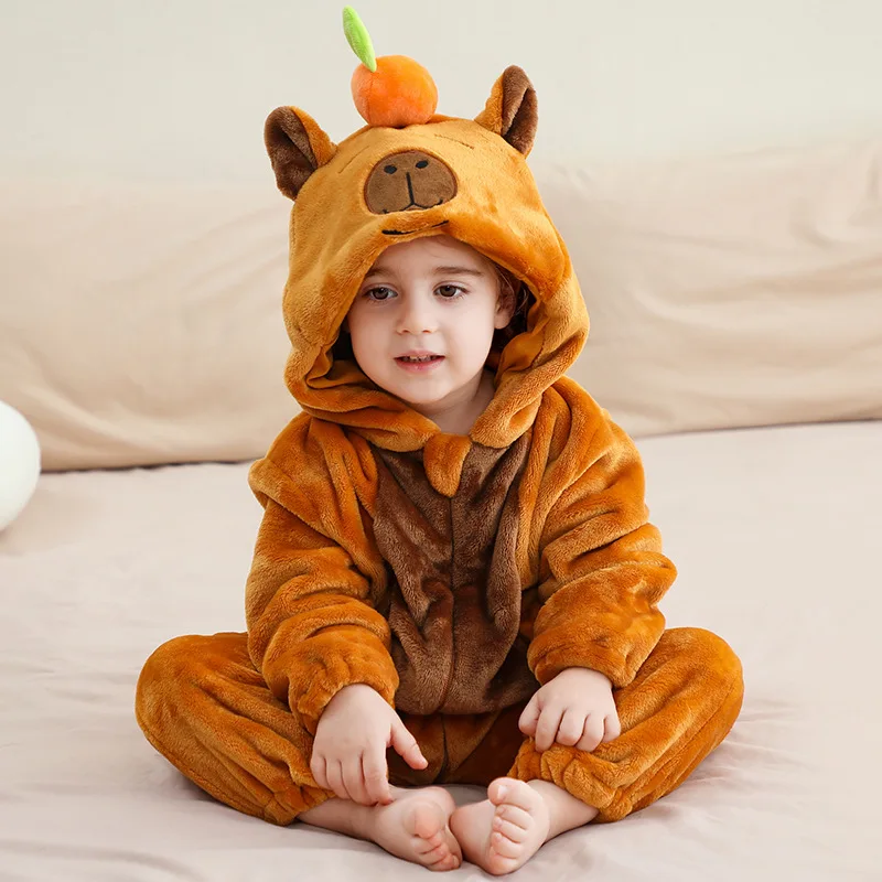 Costume de pyjama capybara en peluche pour enfant vêtement de nuit cosy déguisement ludique bébé fille garçon