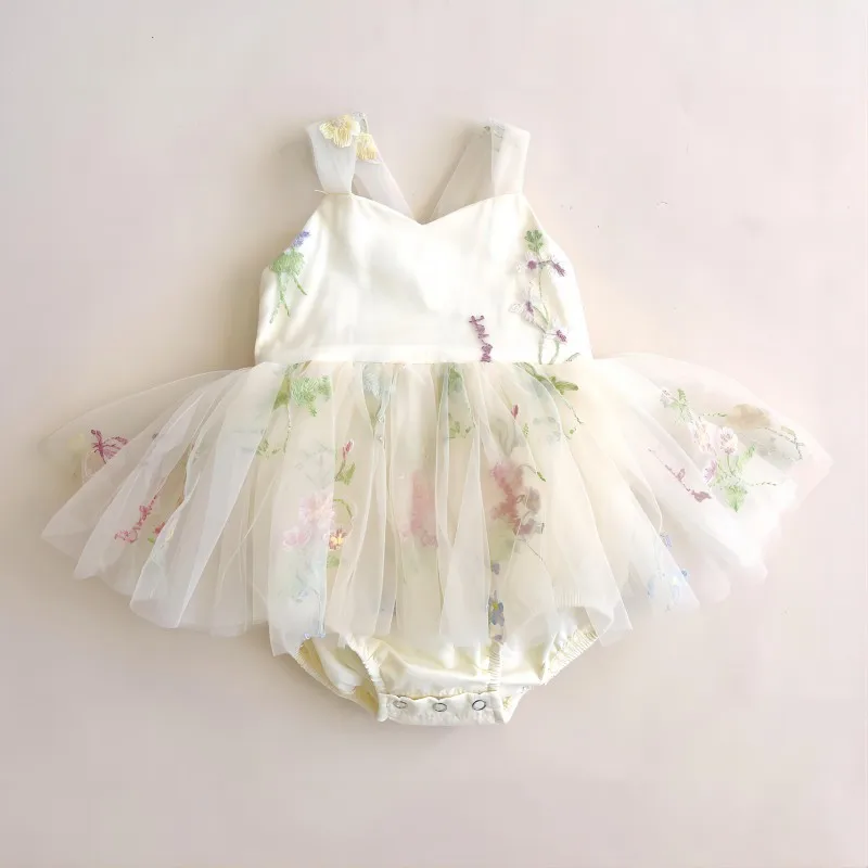 Robe princesse tulle brodée fleurs pour bébé fille 318 mois style