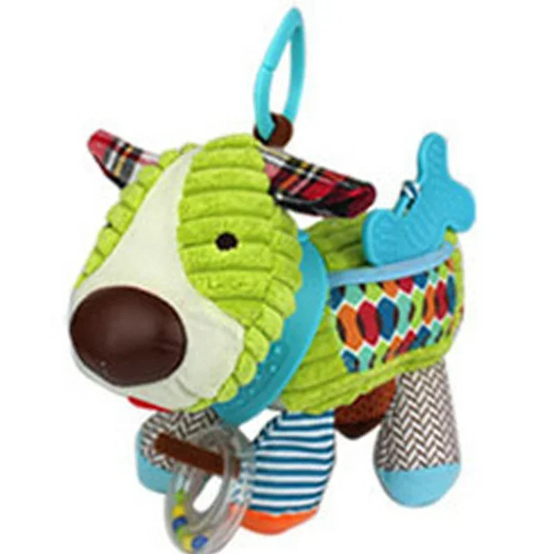 Jouet en peluche hochet Puppy pour bébé 06 mois Accessoire sensoriel et sécuritaire pour poussette ou lit