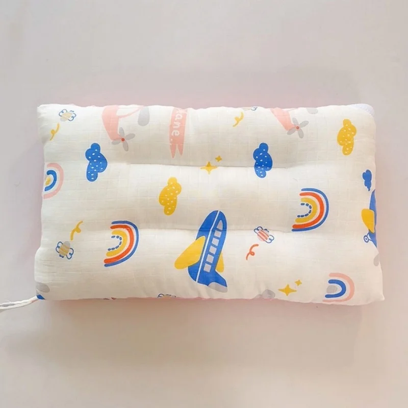 Oreiller doux bébé enfant imprimé dessin animé visage doux pur coton velours double face toutes saisons confor