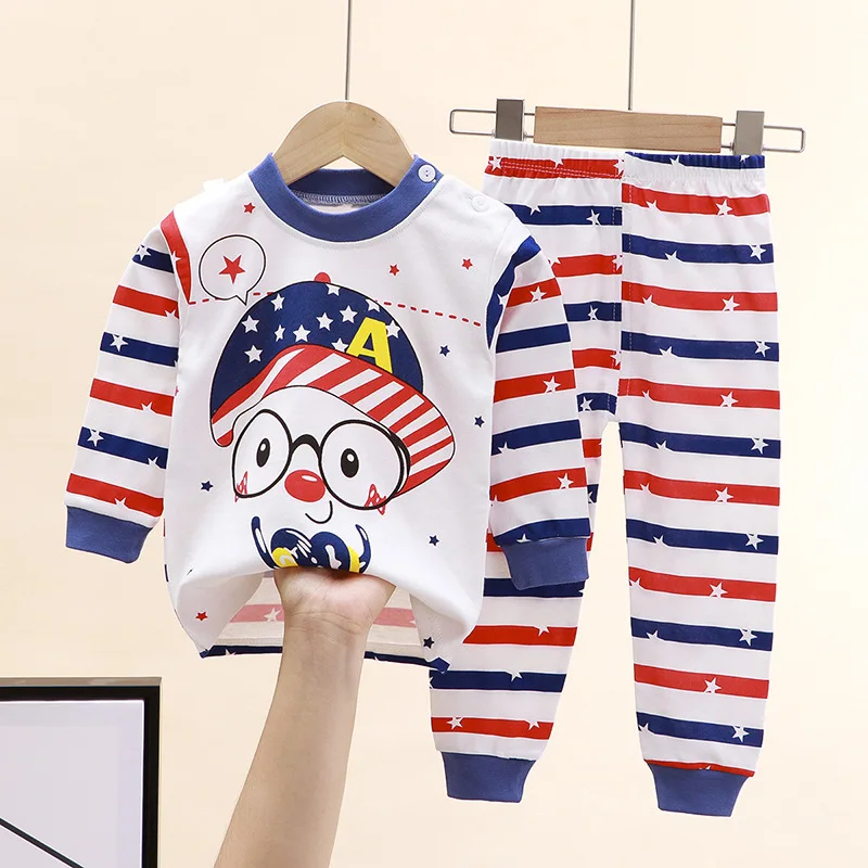 Ensemble pyjama enfant garçon coton coloré personnages rayures automne